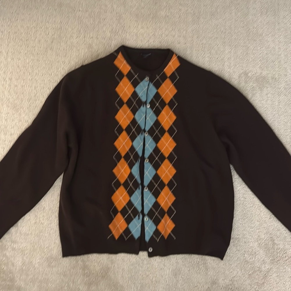 Wool Burberry Argyle Cardigan size XL